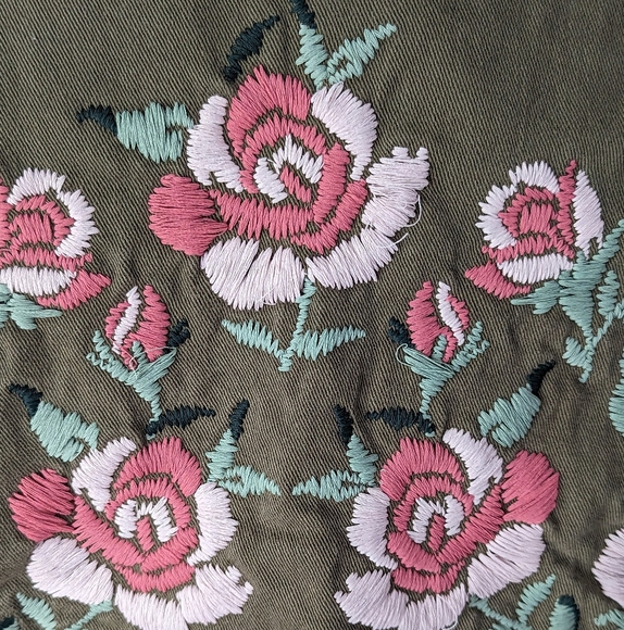 Anine Bing Jacket Olive Green Embroidered Bomber Jacket Size Medium - Picture 9 of 15